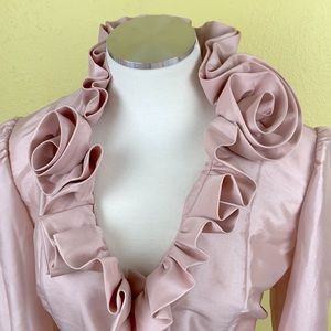 J. Peterman dusty rose taffeta blouse size 8